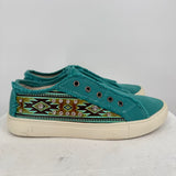 women Montana West Jeweled Tooled Canvas Sneakers Teal Shoes 7