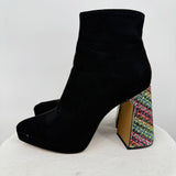 women Betsey Johnson Raylan Platform Rhinestone Heel Bootie Black Shoes 7.5