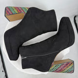 women Betsey Johnson Raylan Platform Rhinestone Heel Bootie Black Shoes 7.5