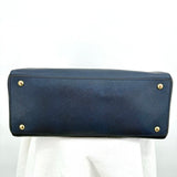 women Michael Kors Saffiano Leather Shoulder Bag Navy Blue Purse 14" x 6" x 10"