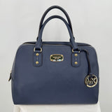 women Michael Kors Saffiano Leather Shoulder Bag Navy Blue Purse 14" x 6" x 10"