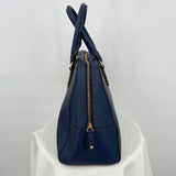 women Michael Kors Saffiano Leather Shoulder Bag Navy Blue Purse 14" x 6" x 10"