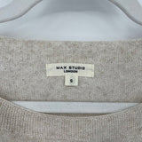 women Max Studio Boat Neck Tie Sleeve Cream Knit Top S