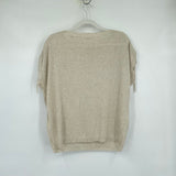 women Max Studio Boat Neck Tie Sleeve Cream Knit Top S