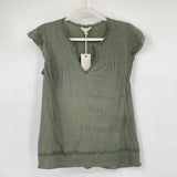 women Lucky Brand NWT Pleated Olive Green Knit Top S