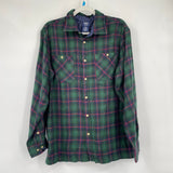 men John Blair Plaid Flannel Green Blue Red Woven Top M