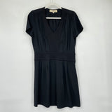 women Vanessa Bruno Athe Viscose/Wool Short Sleeve V-Neck Black Dress FR36/US4