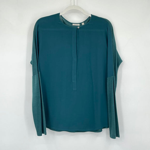 women Valette Silk Blouse Deep Teal Woven Top S