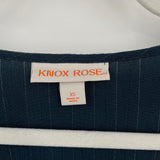 women Knox Rose Metallic Stripe Peplum Teal Woven Top XL