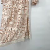 women House of Harlow 1960 Patterned Silk Blend Boho Midi Tan & White Dress S
