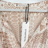 women House of Harlow 1960 Patterned Silk Blend Boho Midi Tan & White Dress S