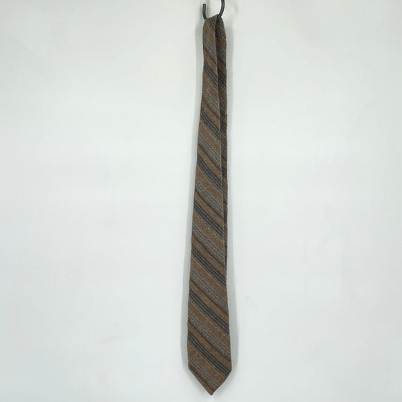 men Van Gogh Vintage Wool Striped Tie Taupe & Blue Uncatagorized