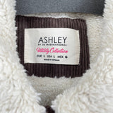 women Ashley Faux Shearling Corduory Brown Jacket L