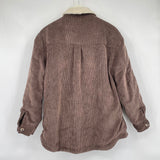 women Ashley Faux Shearling Corduory Brown Jacket L