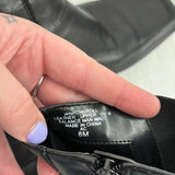 women Nine West Square Toe Leather 2" Heel Boots Black Shoes 8