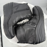 women Bionica Corset Leather Wedge Boots Black Shoes 8