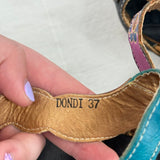 women Spring Step L'Artiste Dondi Leather Floral Sandal Pink/Teal/Multi Shoes 37/6.5