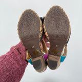 women Spring Step L'Artiste Dondi Leather Floral Sandal Pink/Teal/Multi Shoes 37/6.5