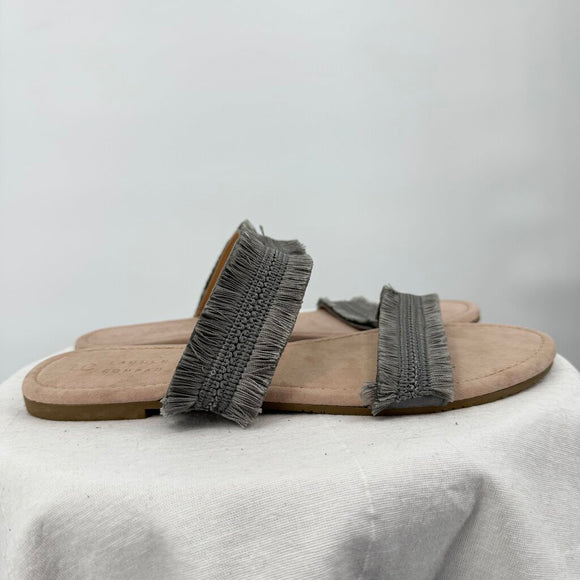 women Lauren Conrad NWT Fringe Sandals Gray Shoes 10/11