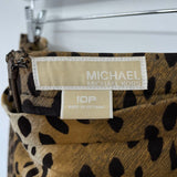 women Michael Kors Cheetah Print Mini Brown Black Skirt 10P