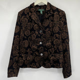 women Lauren Ralph Lauren Paisley Velvet Blazer Black Gold Jacket 10