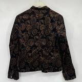 women Lauren Ralph Lauren Paisley Velvet Blazer Black Gold Jacket 10