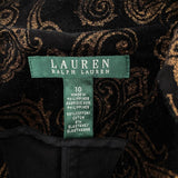women Lauren Ralph Lauren Paisley Velvet Blazer Black Gold Jacket 10