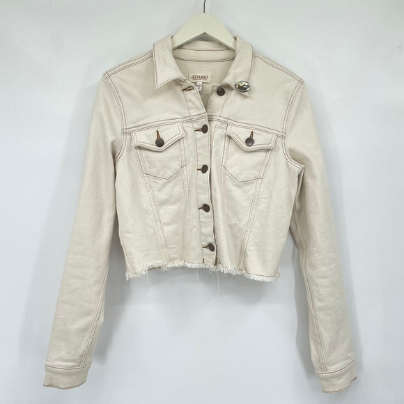 women Shyanne Cropped Denim Cream Jacket M