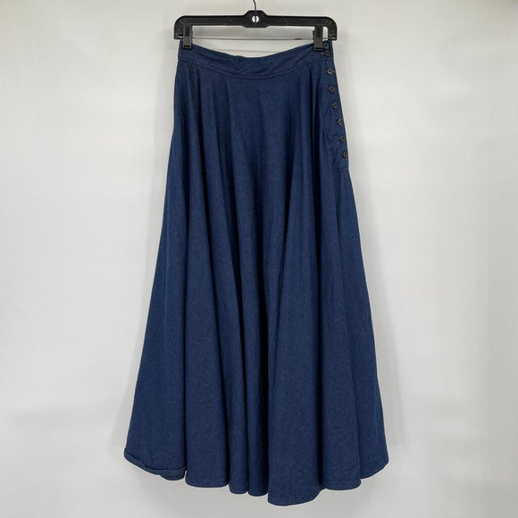 women Evan Picone Vintage Swing Navy Blue Skirt 2