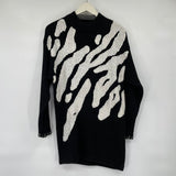 women Marshall Rousso Vintage Abstract Knit Black White Sweater M