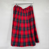women Al Jean Vintage Wool Pleated Plaid Red Green Blue Skirt M