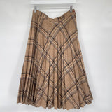 women Alfred Paquette Vintage Wool Pleated Plaid Tan Black White Skirt S