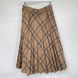 women Alfred Paquette Vintage Wool Pleated Plaid Tan Black White Skirt S