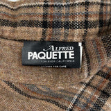 women Alfred Paquette Vintage Wool Pleated Plaid Tan Black White Skirt S