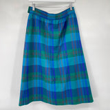 women Pendleton Vintage Wool Plaid Pencil Blue Teal Pink Skirt M
