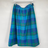 women Pendleton Vintage Wool Plaid Pencil Blue Teal Pink Skirt M