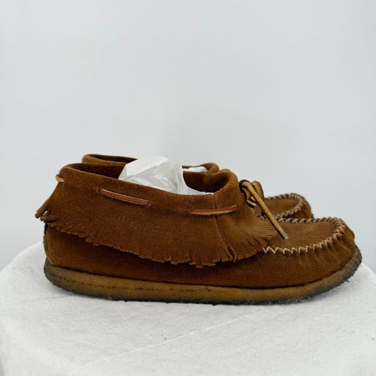 women Eastland Leather Fringe Moccasins Brown Shoes 7