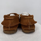 women Eastland Leather Fringe Moccasins Brown Shoes 7