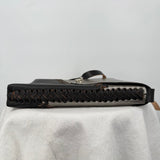 women Two-Tone Leather Crossbody Black & Silver Purse