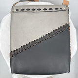 women Two-Tone Leather Crossbody Black & Silver Purse