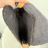 women Two-Tone Leather Crossbody Black & Silver Purse