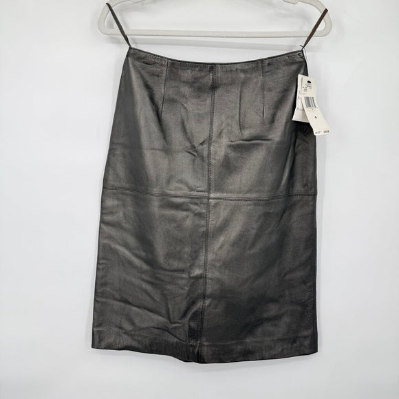 women Jones New York NWT Vintage Leather Pencil Metallic Truffle Skirt 4