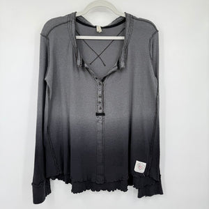 women We the Free Cozy Up Henley Gray Ombre Knit Top S