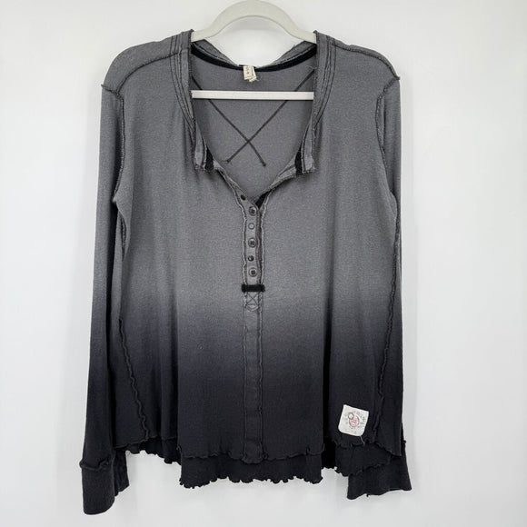 women We the Free Cozy Up Henley Gray Ombre Knit Top S