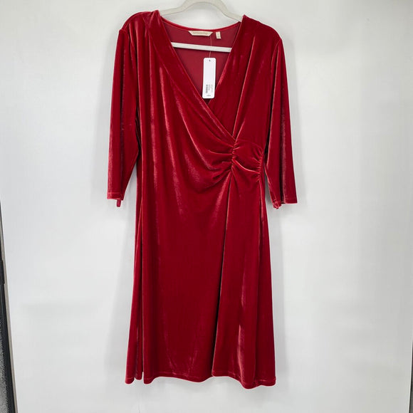 women Soft Surroundings NWT Velvet Hyannis Red Dahlia Dress L