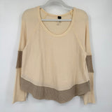 women We the Free Diamond Dozen Waffle Knit Thermal Cream Tan Knit Top S