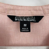 women Nicole Miller Linen/Cotton V-Neck Pink Woven Top M