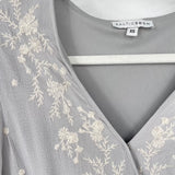 women Baltic Born White Embroidered Wrap Frost Blue Dress XS