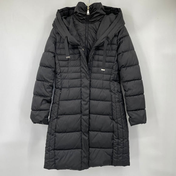 women Tahari Casey Hooded Bib Puffer MSRP $300 Black Coat S