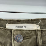 women Hidden Wide Leg Frayed Hem Olive Green Jeans 25/0